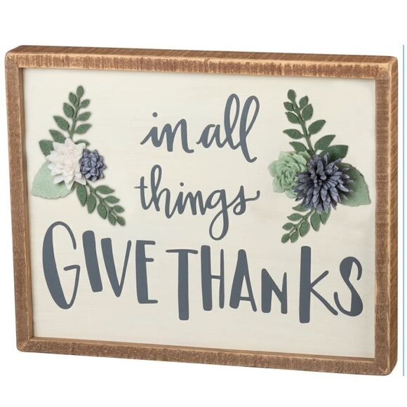 Give Thanks Motivational Sign Thanksgiving Christmas Holiday Decor Wall Art NWT - Picture 1 of 6